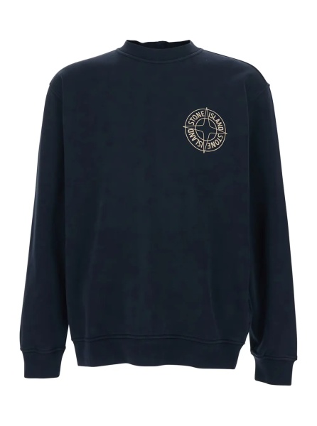 Hanorace Black Crewneck Sweatshirt with Logo Detail on the Front and Maxi Logo on the Rear in Cotton Man