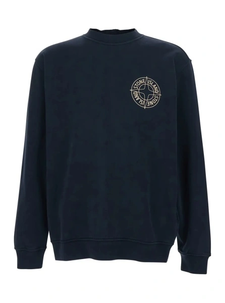 Hanorace Black Crewneck Sweatshirt with Logo Detail on the Front and Maxi Logo on the Rear in Cotton Man
