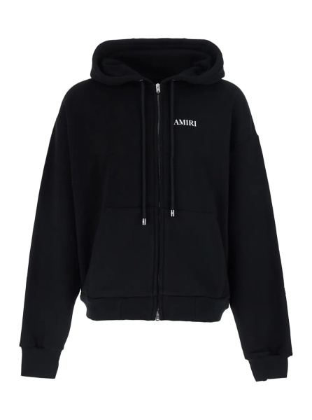 Hanorace black Hooded sweatshirt with logo on the front in cotton for men