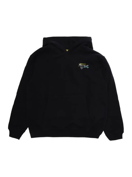 Hanorace black sweatshirt with fixed hood and logo on the front and back in cotton boy