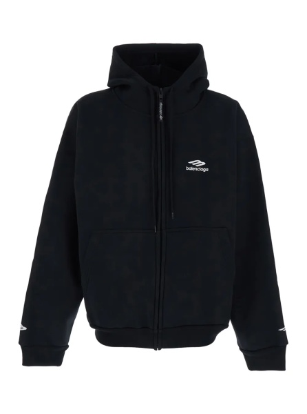 Hanorace black zip-up sweatshirt with logo on the front in cotton man