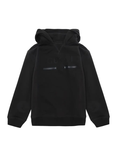 Hanorace dark grey Hooded sweatshirt with tone-on-tone logo in cotton for Boy