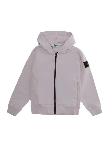 Hanorace Pink Hooded sweatshirt with fixed hood and logo patch on the sleeve in cotton Boy