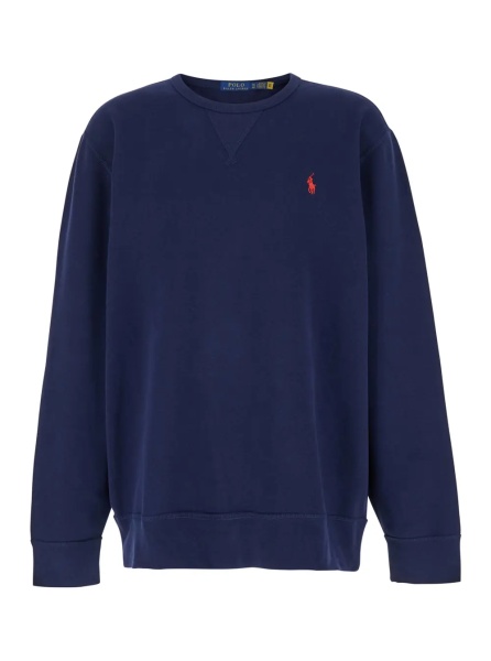 Hanorace Sweatshirt with Embroidered Pony Logo on the Front in Blend Cotton Blue Men