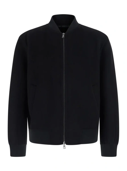 Jacheta BOMBER DOUBLE WOOL with collar and long sleeves in Black Wool Men