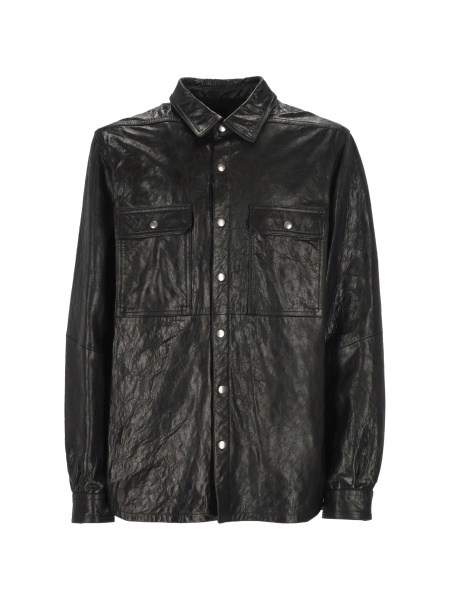 Jacheta camasa Rick Owens neagra din piele
