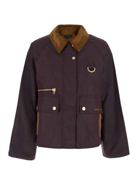 Jacheta 'Cottingham' Bordeaux Jacket with collar and logo lettering on the front in cotton for women