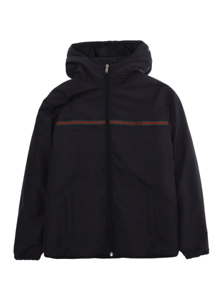 Jacheta dark blue Hooded jacket with zip closure in Tech Fabric for Boy