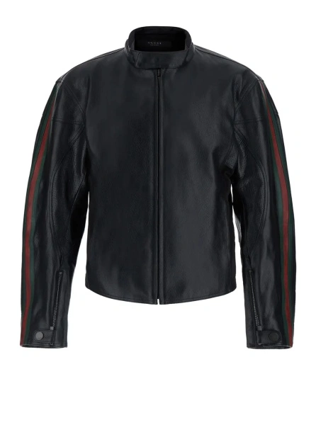 Jacheta Gucci neagra din piele