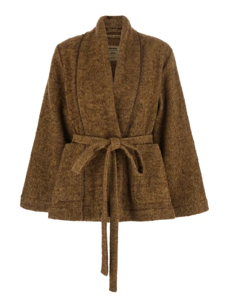 Jacheta Jacket UMA WANG KOBINA JKT in virgin wool alpaca cotton and Tech Fabric brown