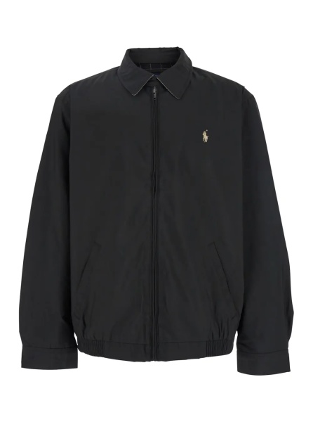 Jacheta Jacket with Classic Collar and Pony Detail on the Front in Black Tech Fabric for Men
