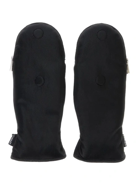 Manusi Black Gloves with Zip Closure and Eco-Fur Lining in Tech Fabric for Women