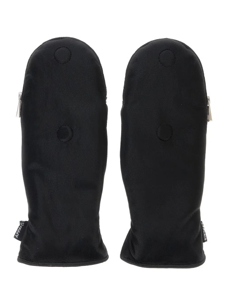 Manusi Noa Leopard Gloves with zip and leopard print in black tech fabric unisex