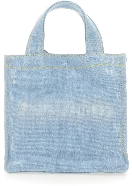 Mini Denim Shopper Bag With Logo