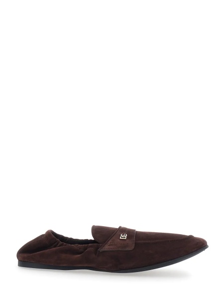 Mocasini 'Ariosto' Brown Loafers with Elasticized Design and Logo Plate on the Front in Suede for Men