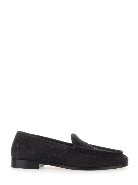Mocasini Bottega Veneta maro din piele intoarsa