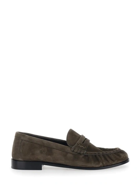 Mocasini Saint Laurent maro din piele 'LE LOAFER CAMOSCIO'