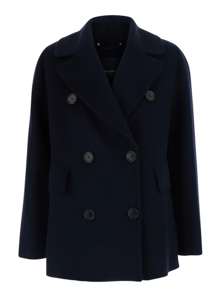 Paltoane CAMILLA Coat with Notched Revers and Long Sleeves in Tech Fabric Blue Women