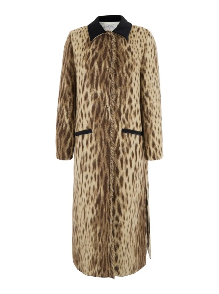 Paltoane Coat 'royal leopard' long jacquard with long sleeves and front closure. Beige color. Woman.
