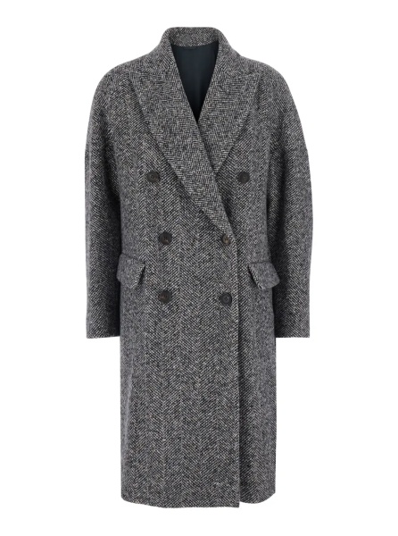 Paltoane Grey Double-breasted coat with Peak revers in wool for women