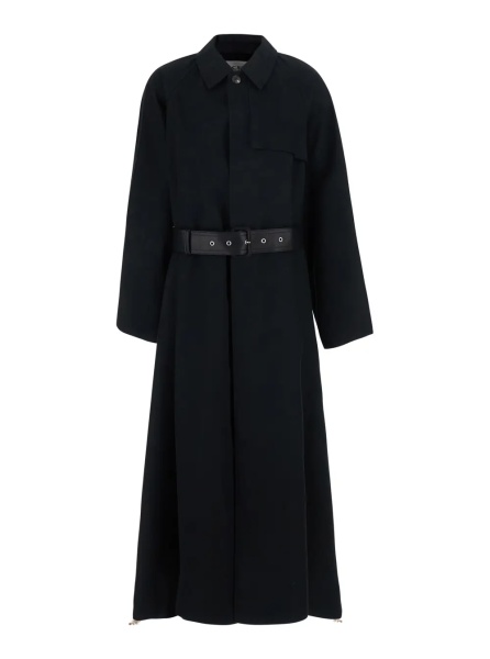 Palton Black Trench Coat with Bonded Cotton Details