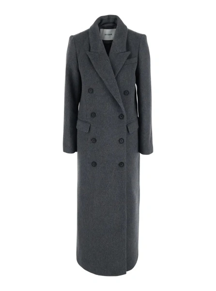 Palton Chloris Coat is a long coat with notched revers and pockets. Made of wool. Gray color. Women's