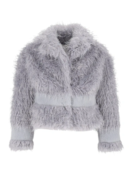 Palton FAUX MONGOLIAN FUR SHORT COAT WITH FAUX REX INSERTS
