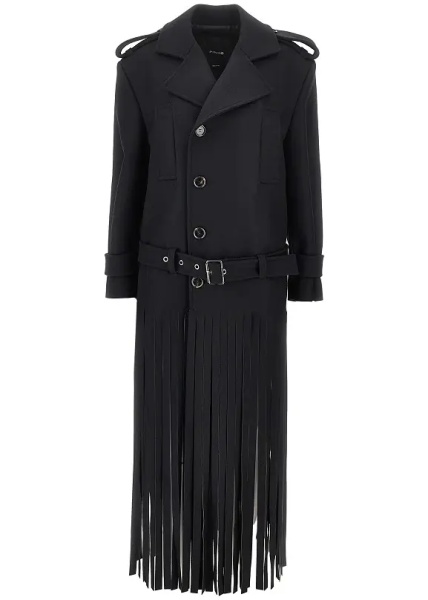 Palton Fringed oversized cloth coat