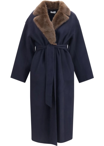 Palton P.A.R.O.S.H. Wool Coat with fur collar and belt