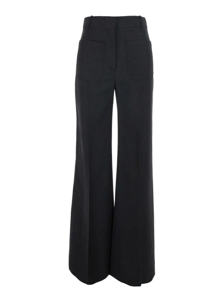 Pantaloni 'Alina' Grey Pants with patch pockets on the front in wool for women