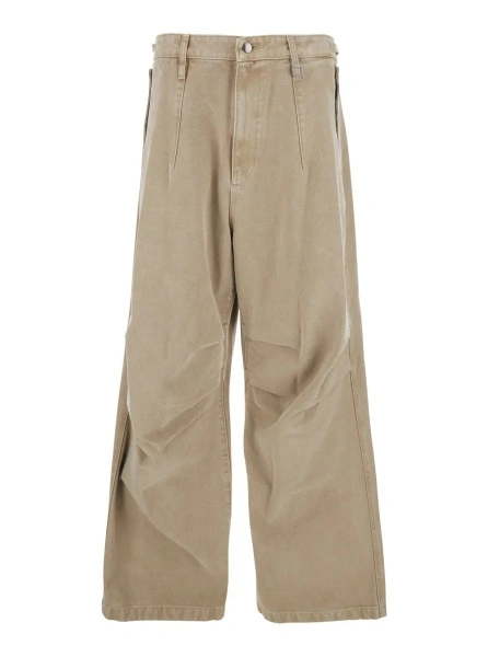 Pantaloni Beige Pants with Belt Loops in Cotton Man