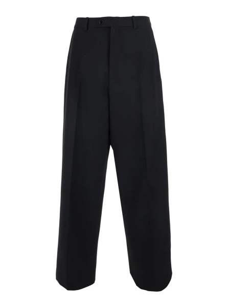 Pantaloni Black Pants with Button and Zip Closure at the Front in Wool for Men
