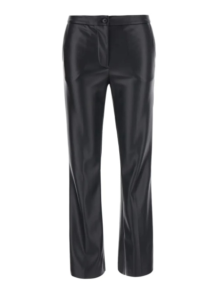 Pantaloni Black Pants with button closure in Ecoleather woman