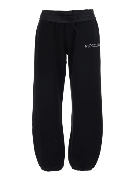 Pantaloni Black Pants with elasticated waist and logo lettering on the front in cotton for women