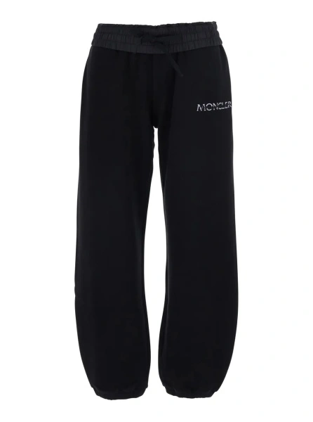 Pantaloni Black Pants with elasticated waist and logo lettering on the front in cotton for women