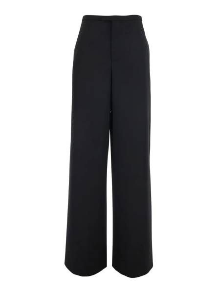 Pantaloni Black Pants with two welt pockets on the back in wool for women