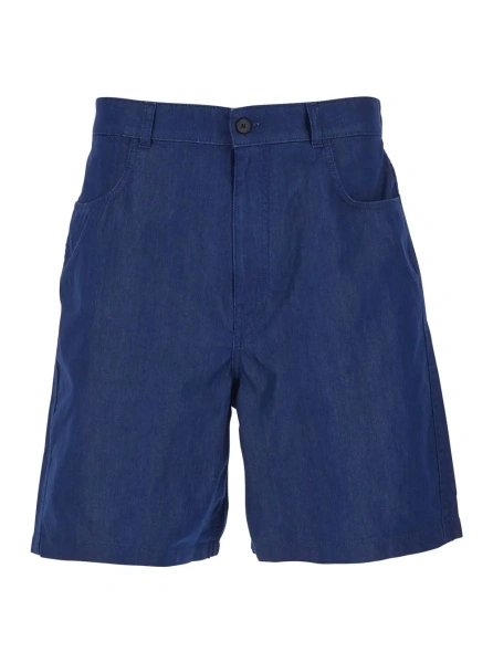 Pantaloni Blue Bermuda Shorts with Logo Print on the Back in Cotton Blend for Men