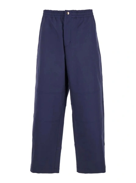 Pantaloni Blue Pants with Elastic Waist and Logo Patch on the Rear in Cotton Stretch Man