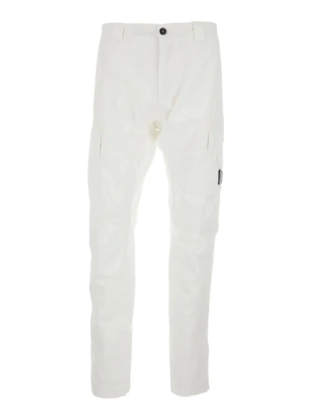 Pantaloni C.P. Company albi din bumbac