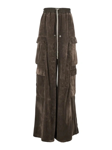 Pantaloni 'Cargo Belas' Brown Cargo Pants with Drawstring Waist and Cargo Pockets in Velvet Woman