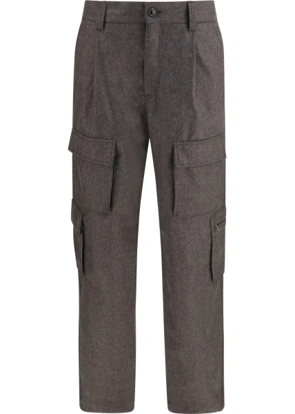 Pantaloni casual Brunello Cucinelli maro din lana