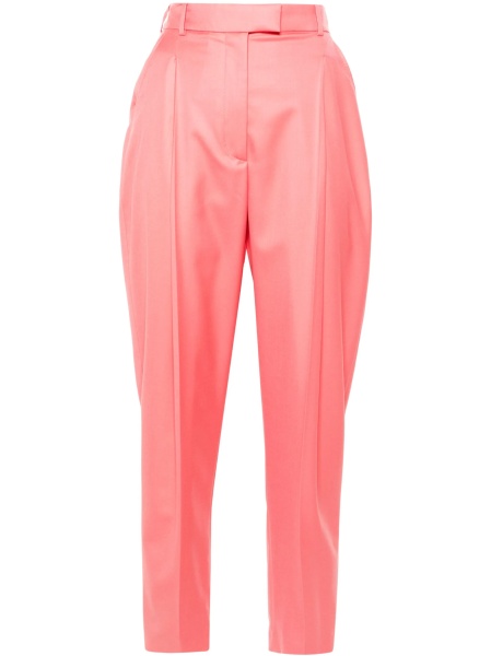Pantaloni conici Alexander McQueen roz din lana