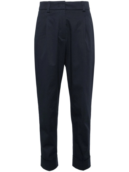Pantaloni conici Peserico albastri din elastan si bumbac