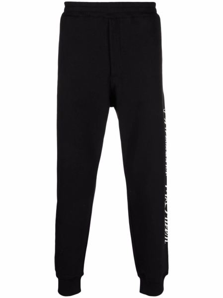 Pantaloni de trening Alexander McQueen negri din bumbac