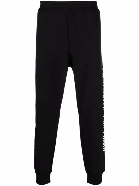 Pantaloni de trening Alexander McQueen negri din bumbac