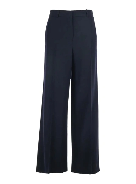 Pantaloni 'Dender' Blue Pants with Belt Loops and a Welt Pocket on the Back in Wool for Women