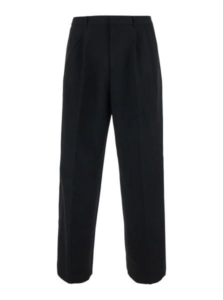 Pantaloni DOUBLE PLEATED WIDE SLACKS with high waist, Tech Fabric, black, unisex