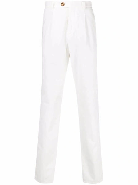 Pantaloni drepti Brunello Cucinelli albi din bumbac