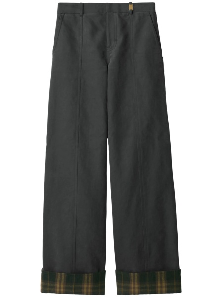 Pantaloni drepti Burberry gri din bumbac si poliamida