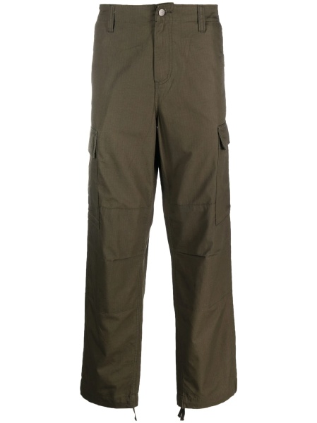 Pantaloni drepti Carhartt verzi din bumbac